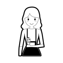 cartoon woman with ice cream icon over white background vector illustration