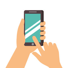 hand touch screen mobile phone vector illustration