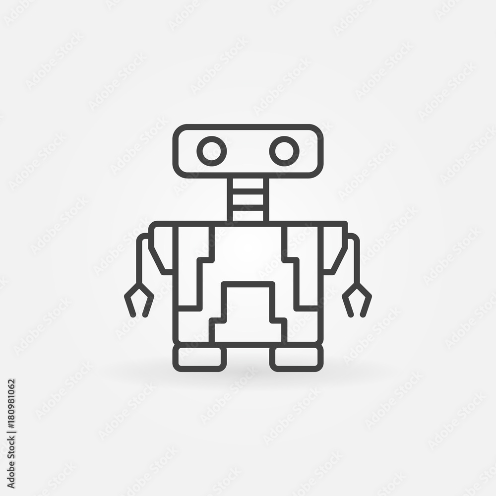 Poster small robot vector concept icon in thin line style