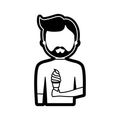 avatar man with ice cream icon over white background vector illustration