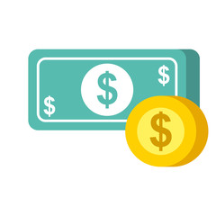 payment online banknote coin dollar money currency vector illustration