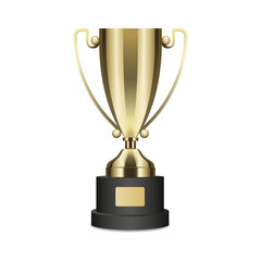 Realistic Golden Trophy Cup Isolated Illustration