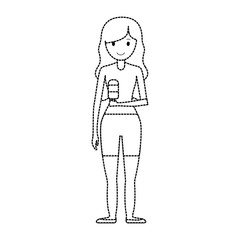 cartoon woman with ice cream icon over white background vector illustration