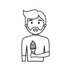 cartoon man with ice cream icon over white background vector illustration