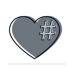 Obraz premium hashtag logo like gray heart. concept of promotion, information networking badge, smm, online community, pr, follow me. flat style modern graphic design on white background