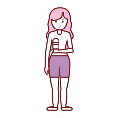 cartoon woman with ice cream icon over white background colorful design vector illustration