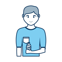 cartoon man with ice cream icon over white background vector illustration