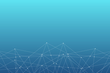 Abstract vector triangle connection pattern. Blue white geometric network background. Molecular structure. Infographic scientific illustration for business, marketing project, template, concept design