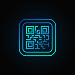 Blue QR Code modern vector linear icon on dark background