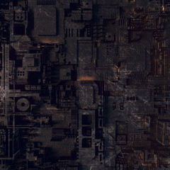 Abstract futuristic techno pattern. Digital 3d illustration