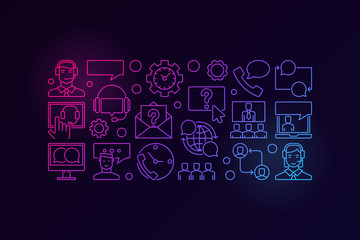 Colorful customer service and support vector banner