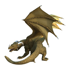 3D Rendering Fantasy Dragon on White
