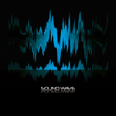 blue modulating sound wave icon over black background colorful design vector illustration