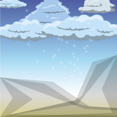 mountains and clouds colorful design vector illustration