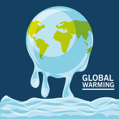 global warming design with earth planet icon over blue background colorful design vector illustration