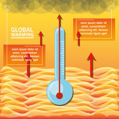 global warming presentation with thermometer colorful design vector illustration