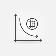 Cryptocurrency decline graph line icon