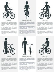 Sport Cyclist and Active Lifestyle Set of Posters