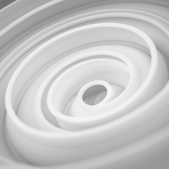 White twisted spiral shape abstract 3D render with DOF