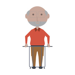 elderly man with a walker icon over white background colorful design vector illustration