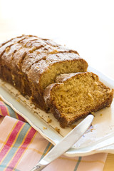 sweet almond homemade cake on white plate