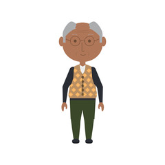 cartoon elderly man icon over white background colorful design vector illustration