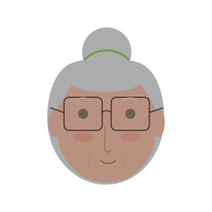 cartoon elderly woman face icon over white background colorful design vector illustration