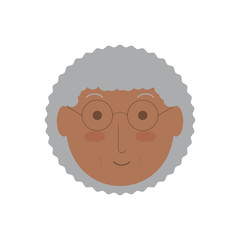 cartoon elderly woman face icon over white background colorful design vector illustration