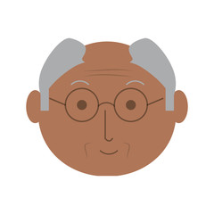 cartoon elderly man face icon over white background colorful design vector illustration