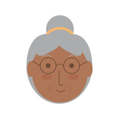 cartoon elderly woman face icon over white background colorful design vector illustration