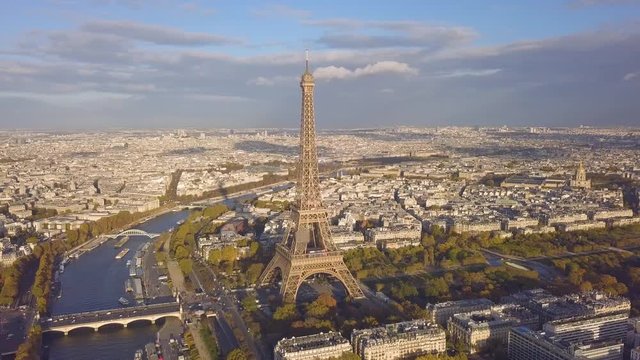 Cityscape of Paris. Aerial view of Eiffel tower