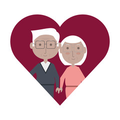 Obraz na płótnie Canvas heart with a Elderly couple icon over white background colorful design vector illustration