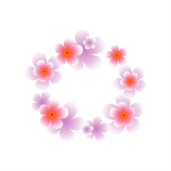 Flying Pink Purple flowers isolated on white background. Apple-tree flowers. Cherry blossom. Vector
