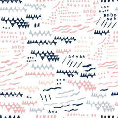 Abstract seamless pattern with hand drawn textures.