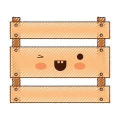 kawaii wooden basket in colored crayon silhouette vector illustration