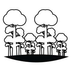 silhouette of forest icon over white background vecotr illustration