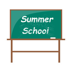 Summer school blackboard with piece of chalk