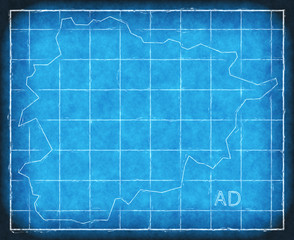 Andorra map blue print artwork illustration silhouette