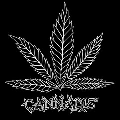 Cannnabis. Doodle and zentangle style. Hand drawn coloring book. Vector illustration.