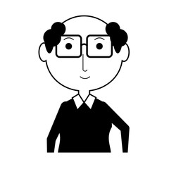 cartoon elderly man with glasses icon over white background vector illustration