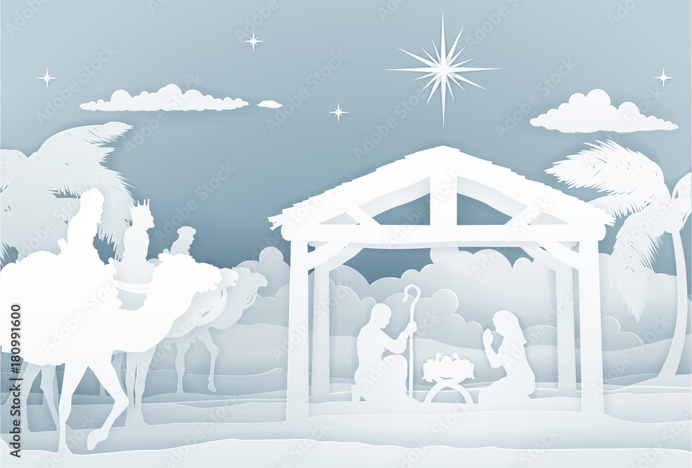 Wall mural Nativity Scene With Three Wise Men