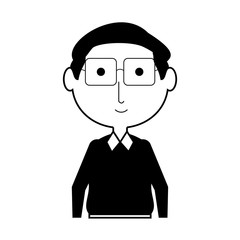 cartoon elderly man with glasses icon over white background vector illustration