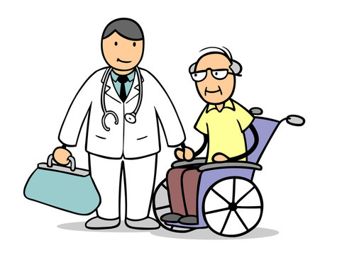 Arzt mit Senior Patient im Rollstuhl