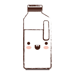 kawaii orange juice bottle in brown blurred silhouette