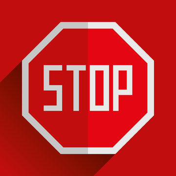 Warning, stop sign icon in flat style, vector design danger illustration for you project