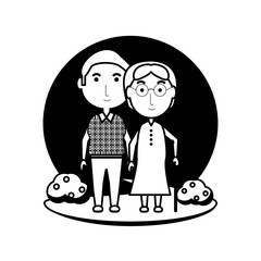 cartoon eldery couple icon over white background vector illustration