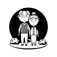 cartoon eldery couple icon over white background vector illustration