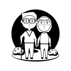 cartoon eldery couple icon over white background vector illustration