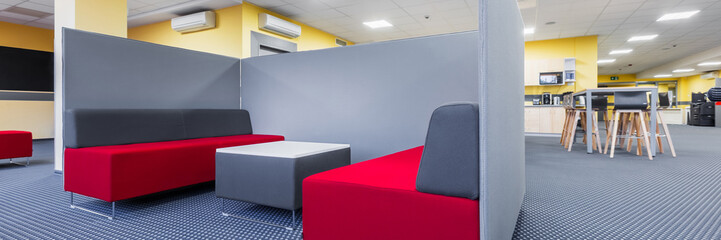 Library lounge area with partition