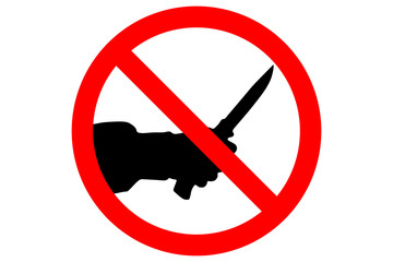 STOP KILLING sign. Silhouette of human hand with killing knife. Vector.